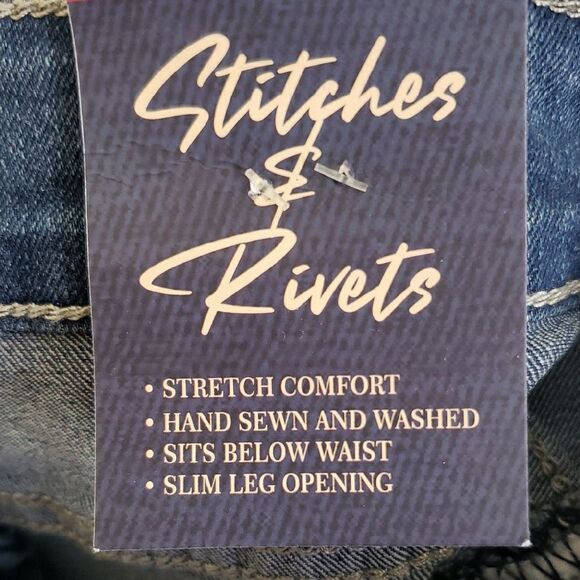 Blue Slim Straight Jeans with Vintage Wash - Picture 6 of 6